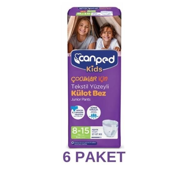 Canped Kids Külot Bez 8-15 Yaş 27-57 KG 8 Lu 6 Paket