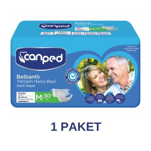 Canped Belbantlı Tekstil Yüzeyli Yetişkin Hasta Bezi M 30 Lu