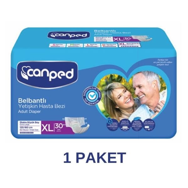Canped Belbantlı Tekstil Yüzeyli Yetişkin Hasta Bezi XL 30 Lu