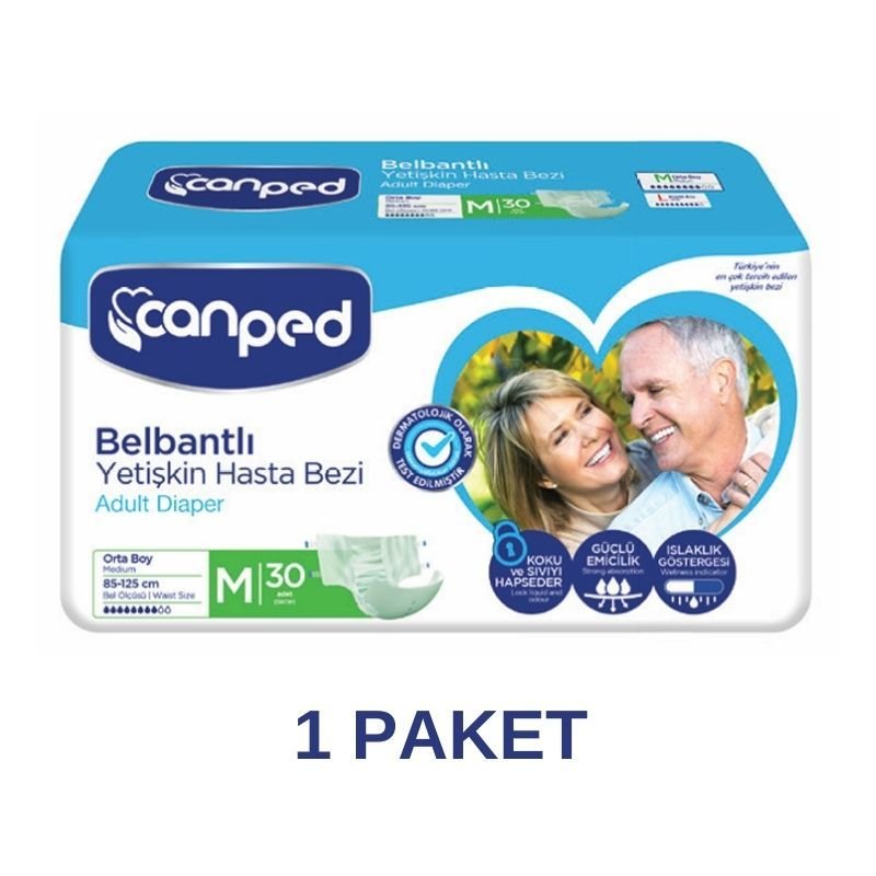 Canped Belbantlı Polietilen Yetişkin Hasta Bezi M 30 Lu