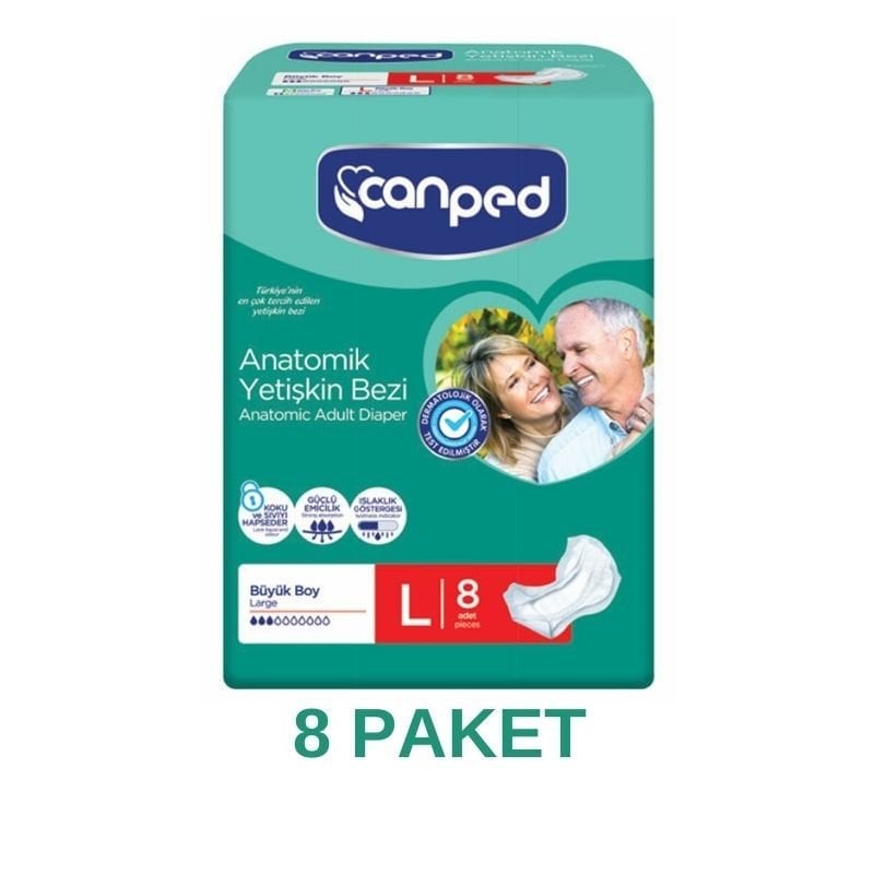 Canped Anatomik Hasta Bezi L 8 Li 8 Paket