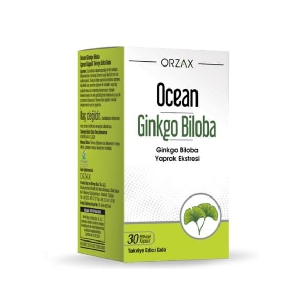 Orzax Ocean Ginkgo Biloba Takviye Edici Gıda 30 Bitkisel Kapsül