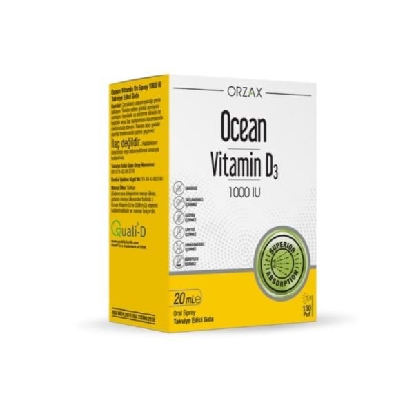 Orzax Ocean Vitamin D3 1000 IU Sprey 20ml