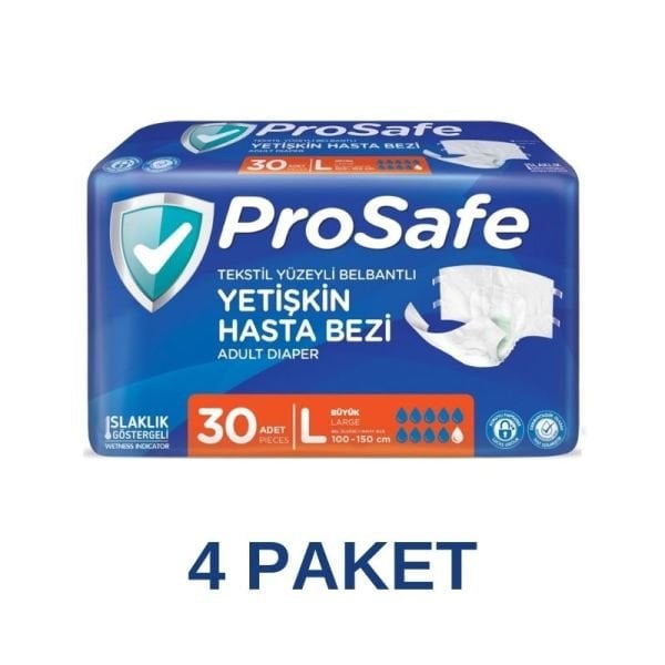 Prosafe Belbantlı Yetişkin Hasta Bezi L 30 Lu 4 Paket