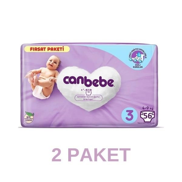 Canbebe Bebek Bezi Midi 3 Beden 56 Lı 2 Paket
