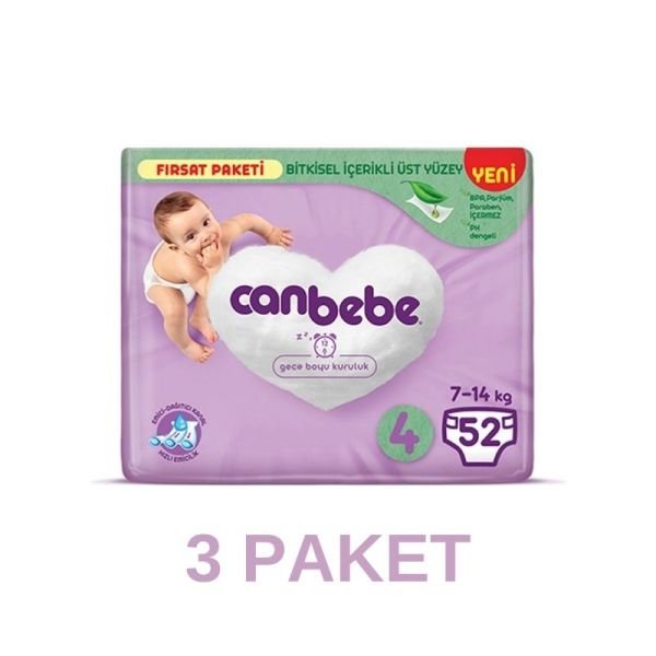 Canbebe Bebek Bezi Maxi 4 Beden 52 Li 3 Paket
