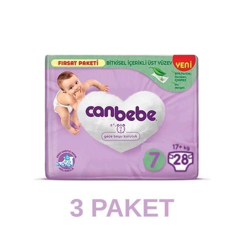 Canbebe XXL Bebek Bezi 7 Beden 28 Li 3 Paket