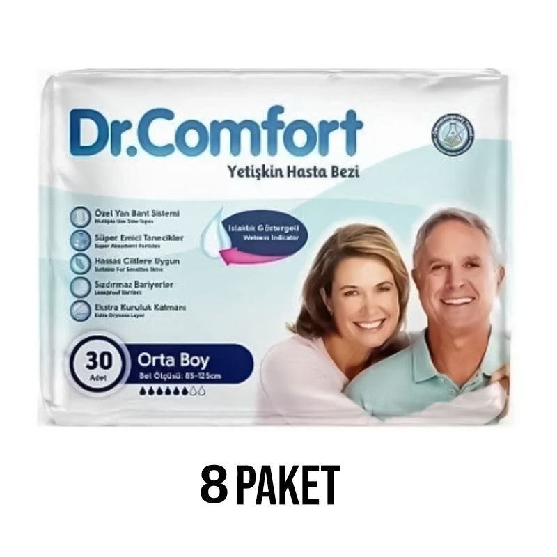 Dr.Comfort Belbantlı Yetişkin Hasta Bezi M 30 Lu 8 Paket