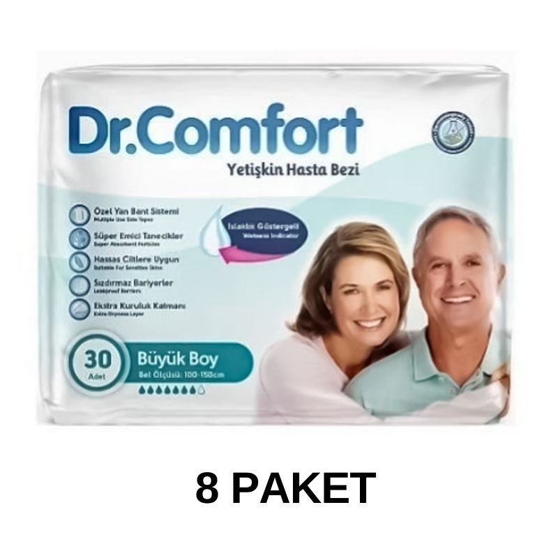 Dr.Comfort Belbantlı Yetişkin Hasta Bezi L 30 Lu 8 Paket