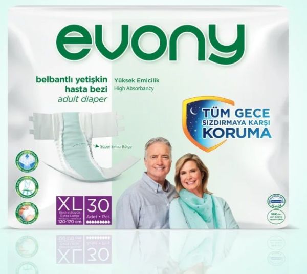 Evony Belbantlı Yetişkin Hasta Bezi XL 30 Lu 8 Paket