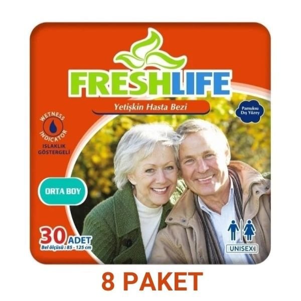 Freshlife Belbantlı Yetişkin Hasta Bezi M 30 Lu 8 Paket