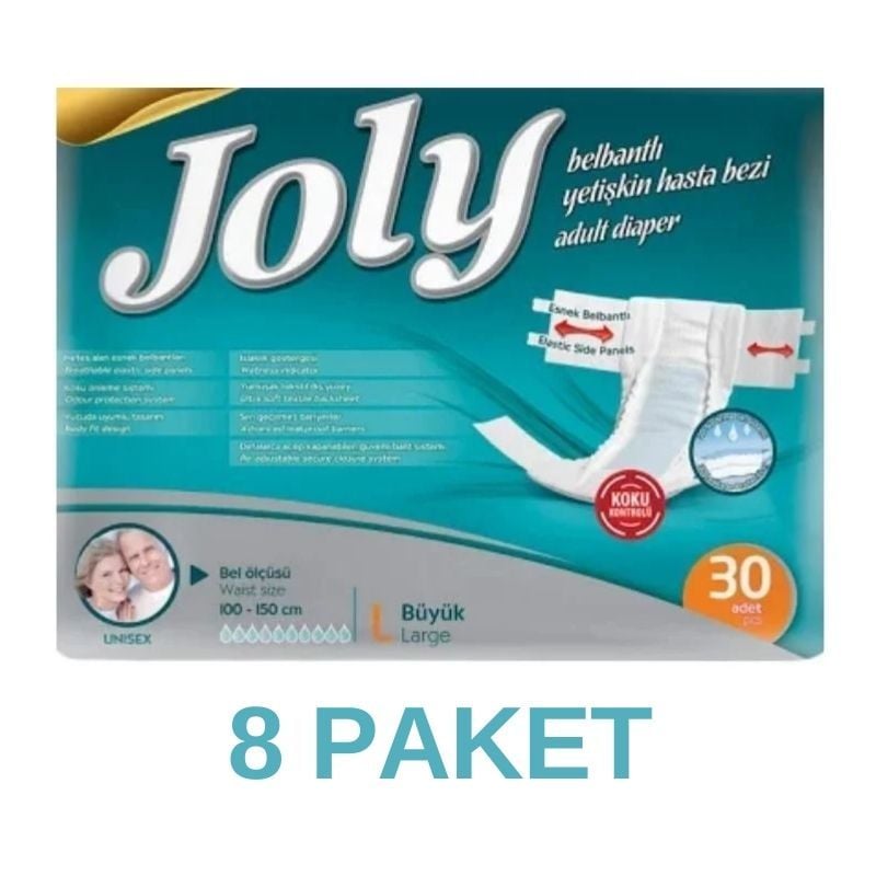 Joly Belbantlı Yetişkin Hasta Bezi L 30 Lu 8 Paket