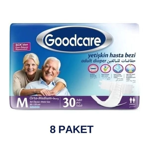 Goodcare Belbantlı Yetişkin Hasta Bezi M 30 Lu 8 Paket