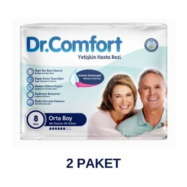 Dr.Comfort Yetişkin Bel Bantlı Hasta Bezi M 8 Li 2 paket