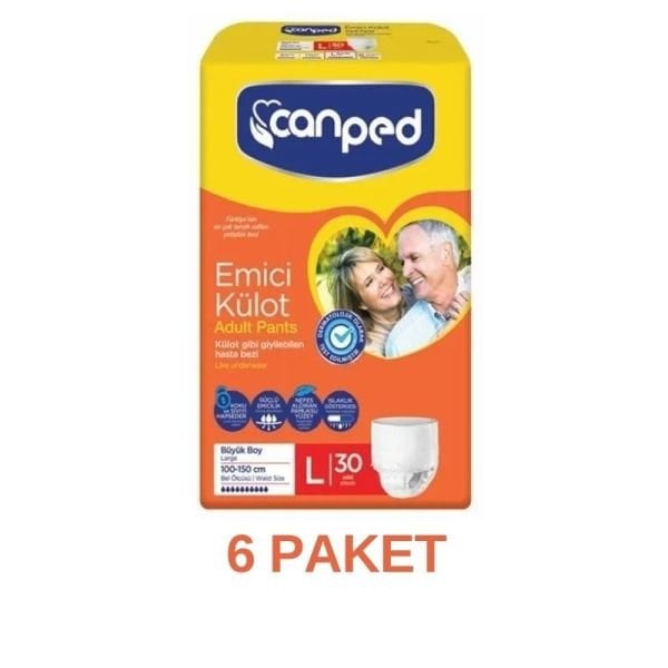 Canped Emici Külot Yetişkin Hasta Bezi L 30 Lu 6 Paket