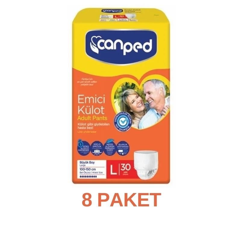 Canped Absorbent Panties Adult Diaper L 30 Pieces 8 Pack
