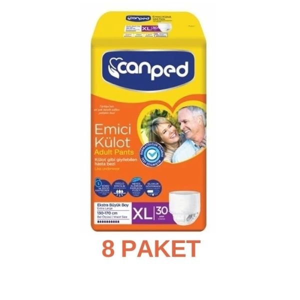Canped Emici Külot Yetişkin Hasta Bezi XL 30 Lu 8 Paket