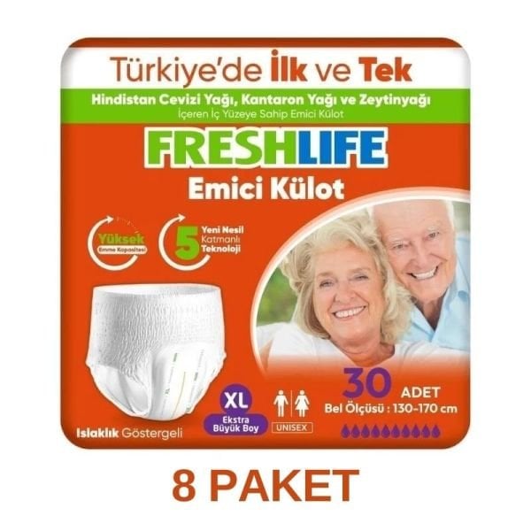 Freshlife Emici Külot Yetişkin Hasta Bezi XL 30 Lu 8 Paket