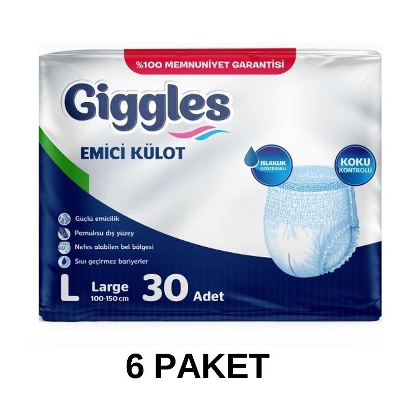 Giggles Emici Külot Yetişkin Hasta Bezi L 30 Lu 6 Paket