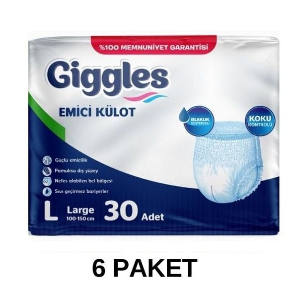 Giggles Emici Külot Yetişkin Hasta Bezi L 30 Lu 6 Paket