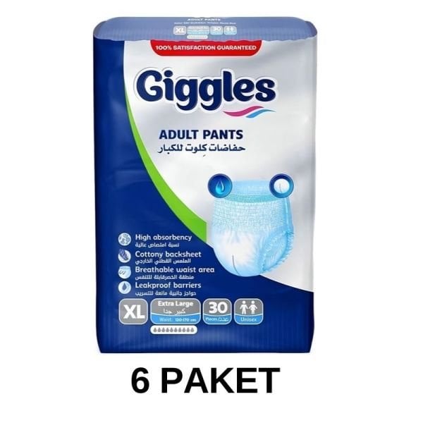 Giggles Emici Külot Yetişkin Hasta Bezi XL 30 Lu 6 Paket