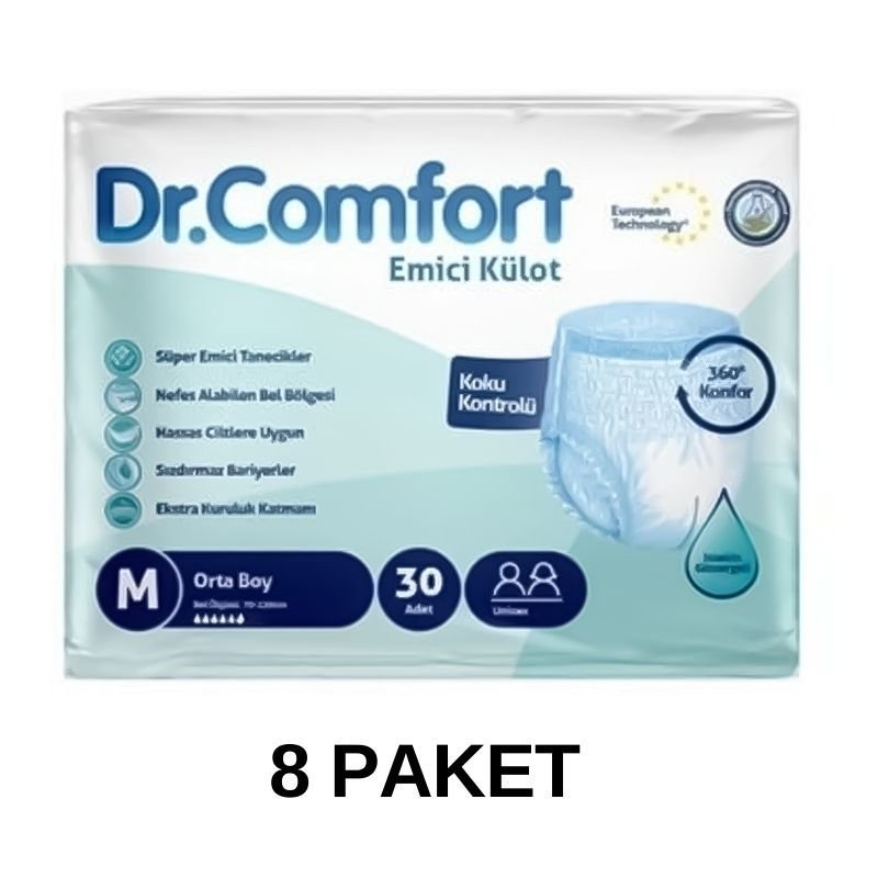 Dr.Comfort Emici Külot Yetişkin Hasta Bezi M 30 Lu 8 Paket