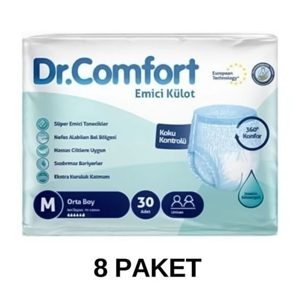 Dr.Comfort Emici Külot Yetişkin Hasta Bezi M 30 Lu 8 Paket