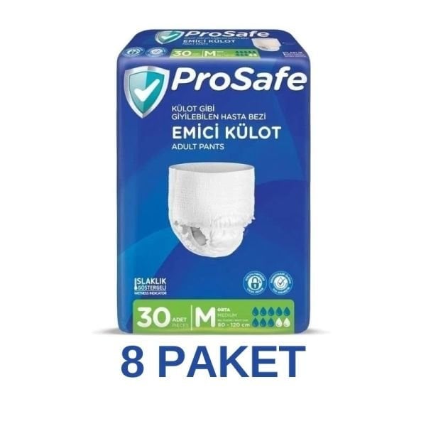 Prosafe Emici Külot Yetişkin Hasta Bezi M Beden 30 Lu 8 Paket