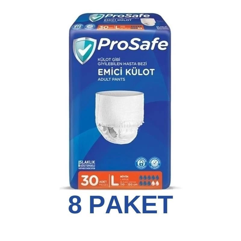 Prosafe Emici Külot Yetişkin Hasta Bezi L 30 Lu 8 Paket
