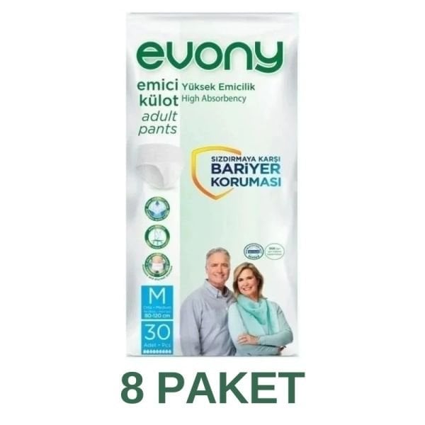 Evony Emici Külot Yetişkin Hasta Bezi Medium 30 Lu 8 Paket