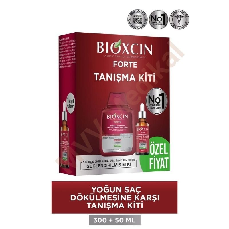 Bioxcin Forte Saç Dökülmesine Karşı Bitkisel Şampuan 300 ml + Serum 50 ml Tanışma Paketi