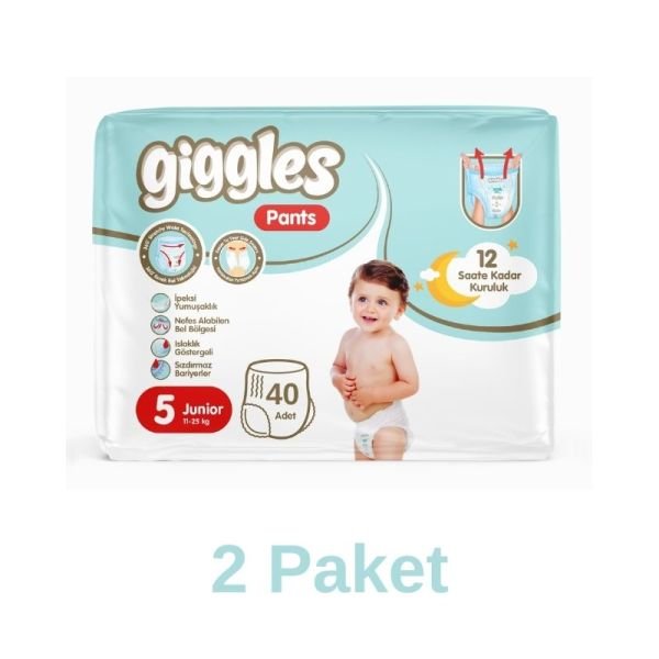 Giggles Pants Külotlu Bebek Bezi 5 Numara Junior 40 Lı 2 Paket