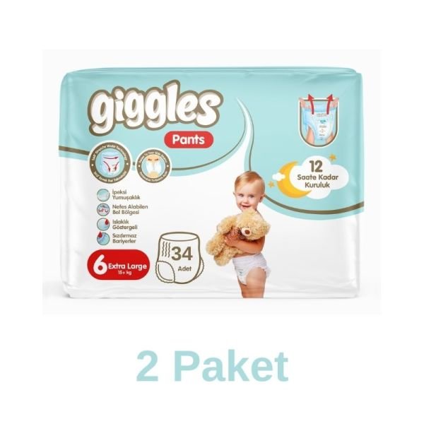 Giggles Pants Külotlu Bebek Bezi 6 Numara Xl 34 Lü 2 Paket