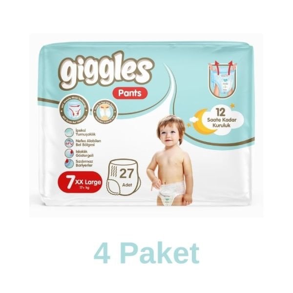 Giggles Pants Külotlu Bebek Bezi 7 Numara XXl 27 Li 4 Paket
