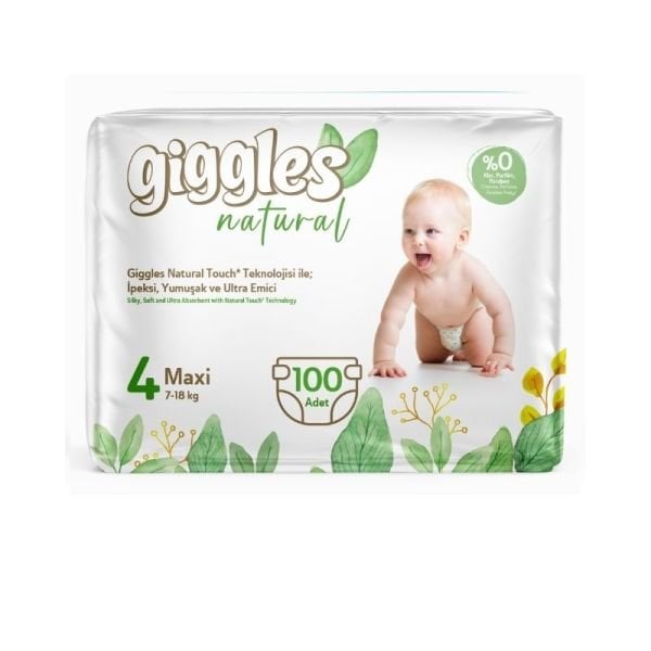 Giggles Natural Pamuklu Bebek Bezi 4 Numara Maxi 100 Lü