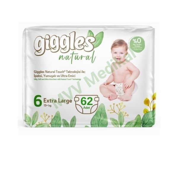 Giggles Natural Pamuklu Bebek Bezi 6 Numara Junior Plus 62 Li