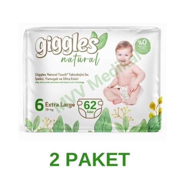 Giggles Natural Pamuklu Bebek Bezi 6 Numara Junior Plus 62 Li 2 Paket