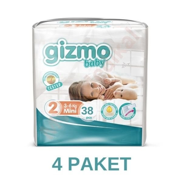 Gi̇zmo Baby Bebek Bezi̇ 2 Numara Mi̇ni̇ 38 Li 4 Paket