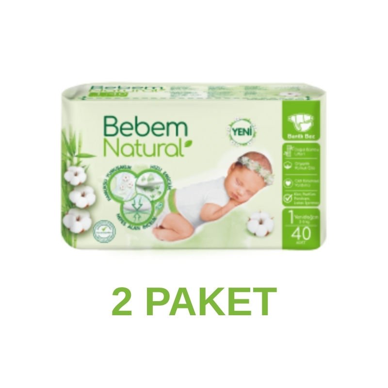 Bebem Natural Yeni Doğan Bebek Bezi 1 Numara 40 Adet 2 Paket