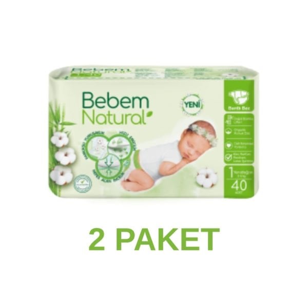 Bebem Natural Yeni Doğan Bebek Bezi 1 Numara 40 Adet 2 Paket
