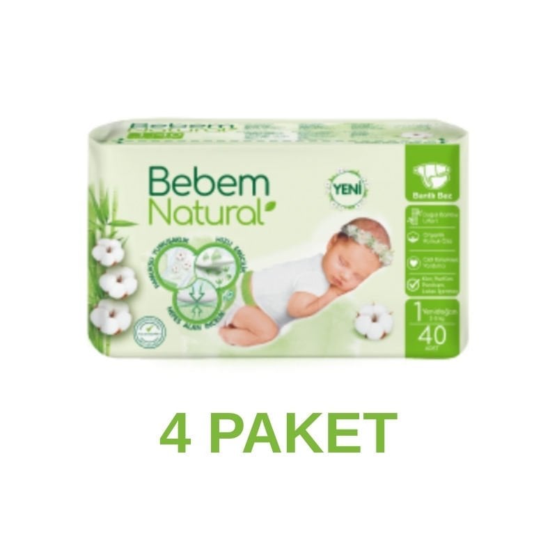 Bebem Natural Yeni Doğan Bebek Bezi 1 Numara 40 Adet 4 Paket