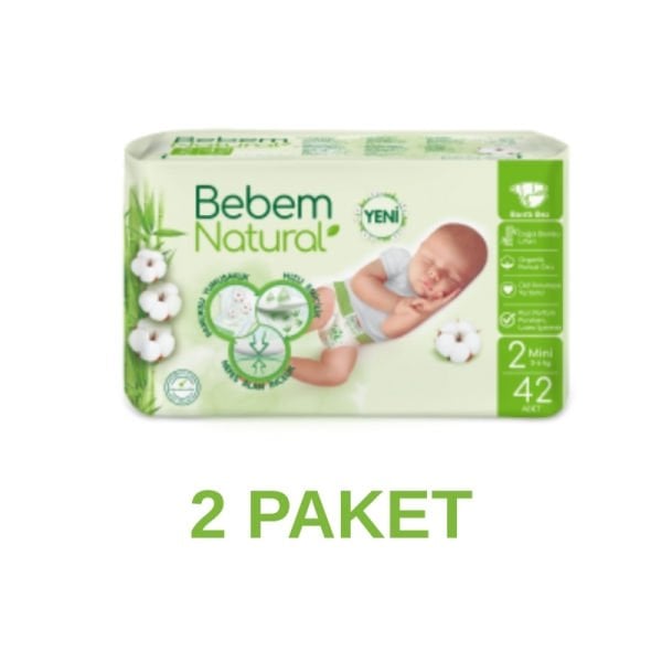 Bebem Natural Mini Bebek Bezi 2 Numara 42 Adet 2 Paket
