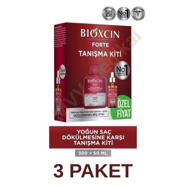 Bioxcin Forte Saç Dökülmesine Karşı Şampuan 300 ml + Serum 3 Paket