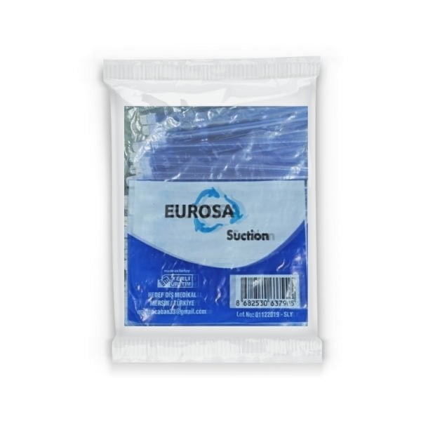 Eurosa Tükürük Emici Sakşın Mavi 100 Adet