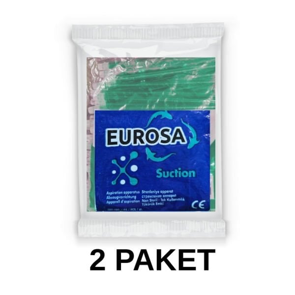 Eurosa Tükürük Emici Sakşın Yeşil 100 Adet 2 Paket