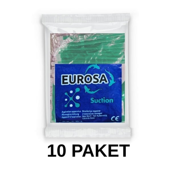 Eurosa Tükürük Emici Sakşın Yeşil 100 Adet 10 Paket