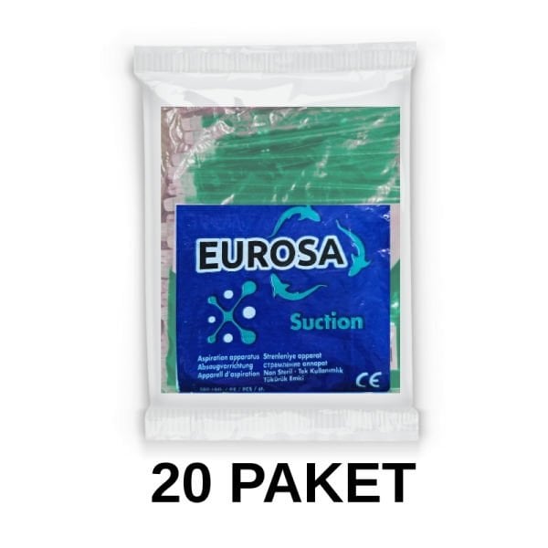 Eurosa Tükürük Emici Sakşın Yeşil 100 Adet 20 Paket