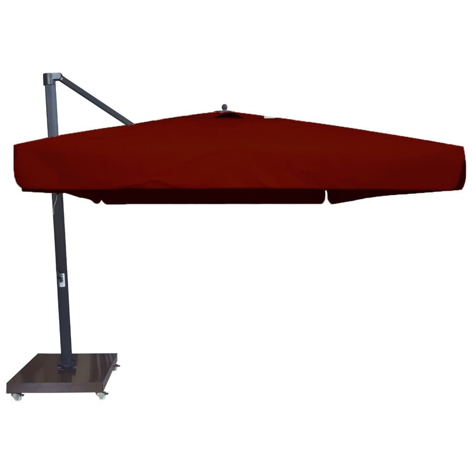 3x3 Yandan Gövdeli Bahçe Şemsiyesi Polyester Dokuma Bordo