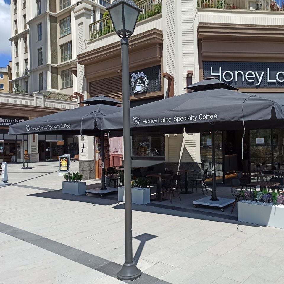 4x4 Teleskopik EKO MODEL Cafe Şemsiyesi Akrilik Kumaşlı, saçaksız, Bordo