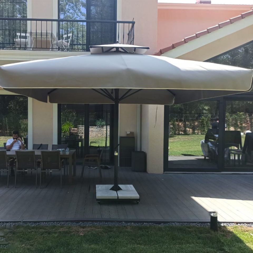 4x4 Teleskopik EKO MODEL Cafe Şemsiyesi Akrilik Kumaşlı, saçaksız, Bordo